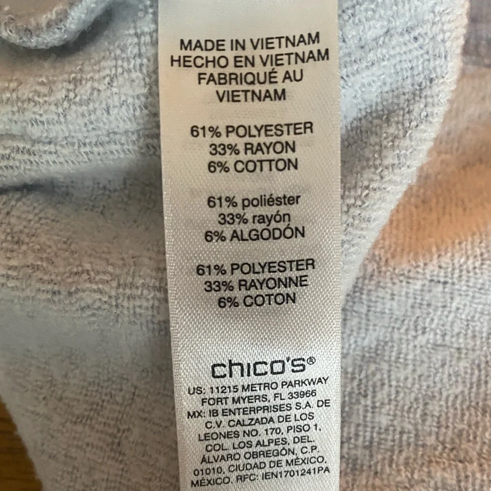 Chico's Weekender Heathered Gray Cowl Neck Sweater w/ zip pockets